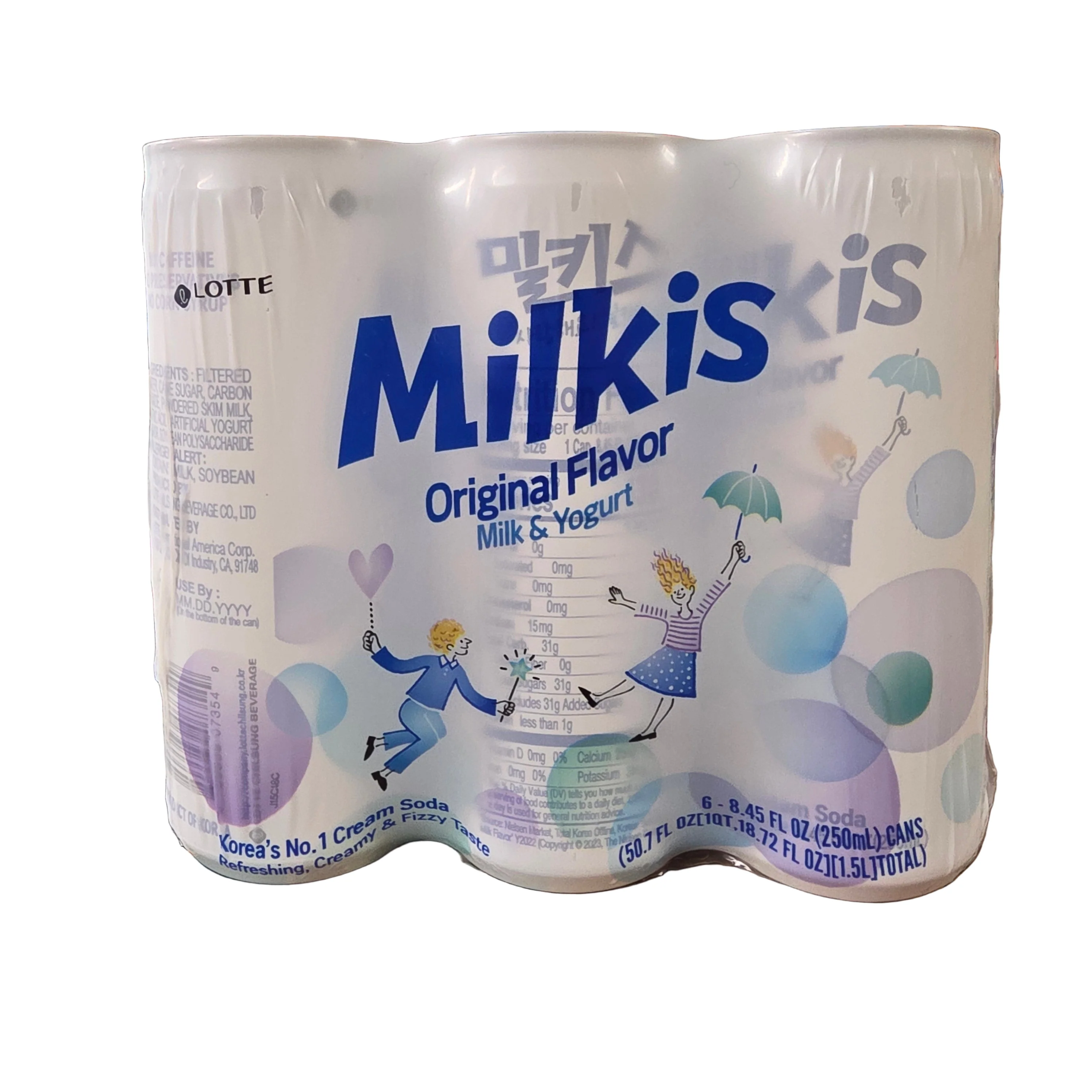 Lotte Milkis Original Carbonated Drink 8.45 fl oz (250 ml) Pack of 6