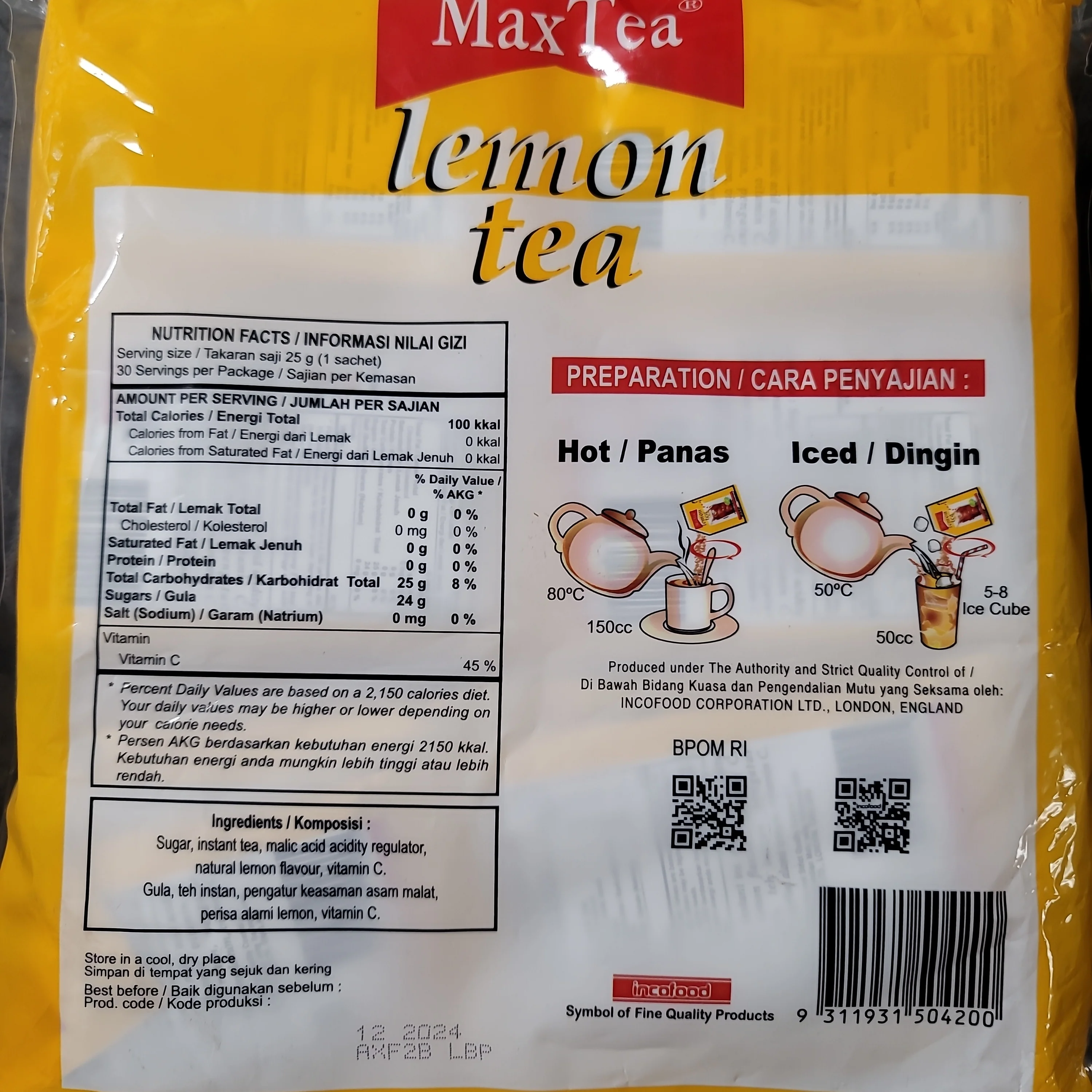 Max Tea Lemon Tea (25 g x 30) - Image 2