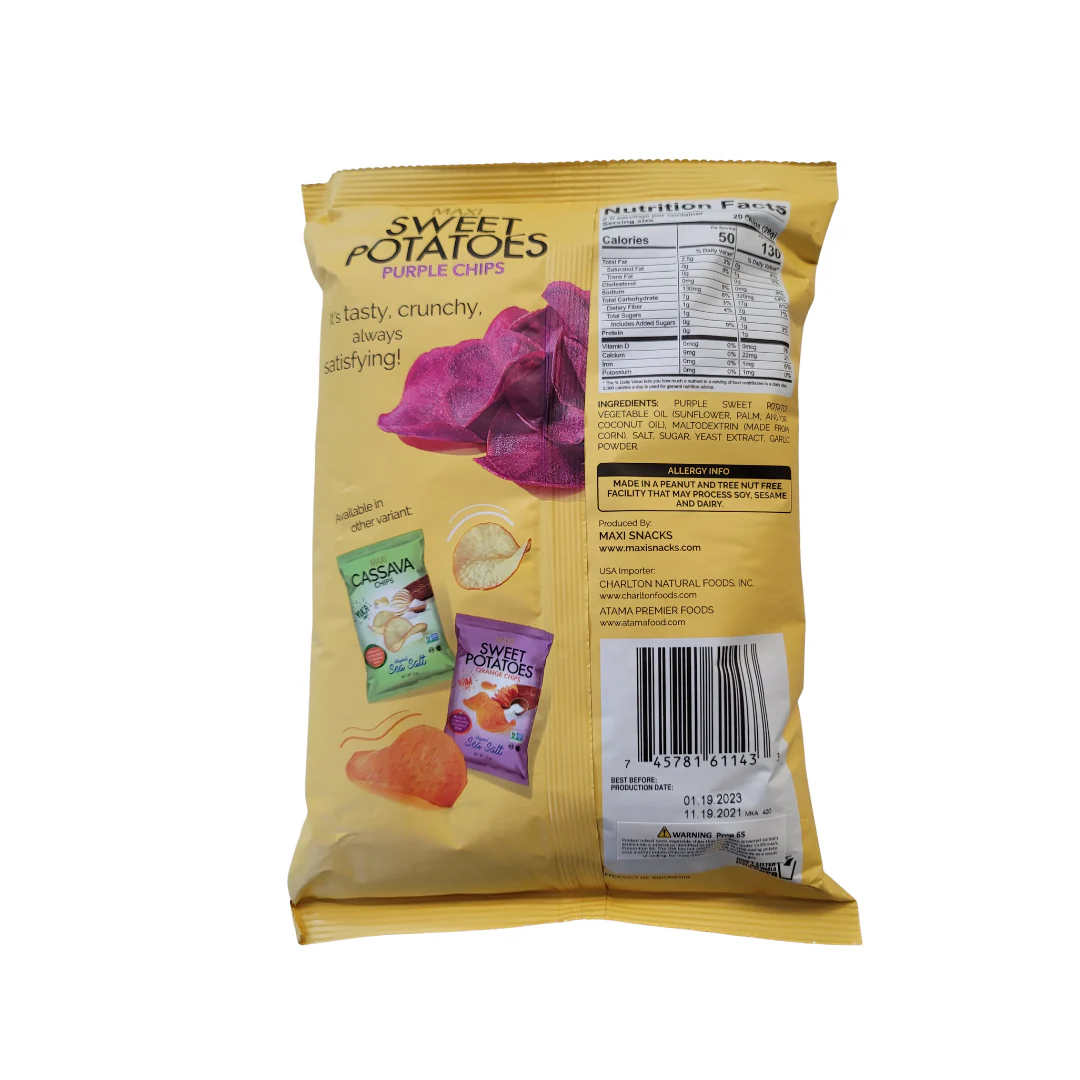 Maxi Sweet Potatoes Purple Chips Original Sea Salt 2.5 Oz - Image 2