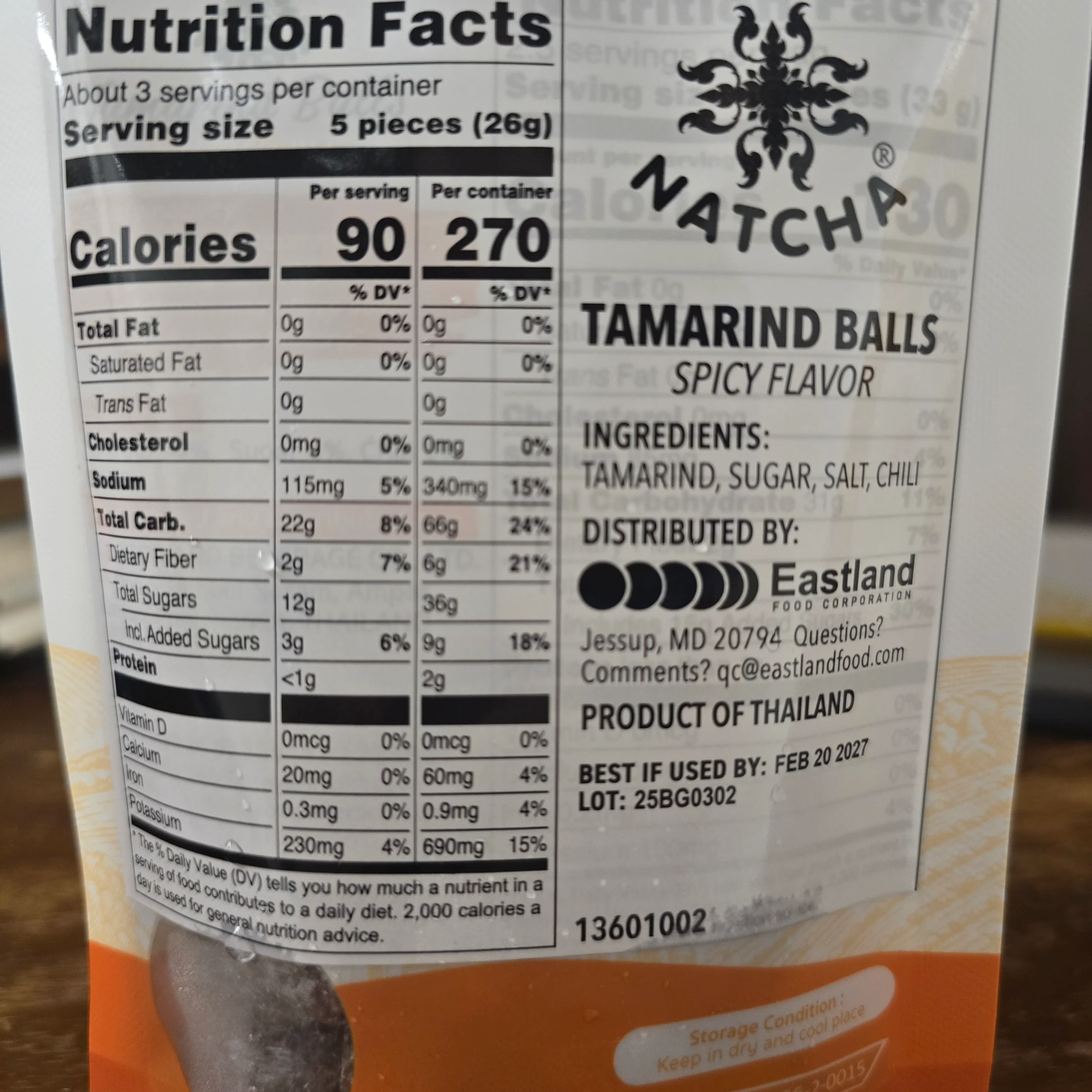 Natcha Tamarind Ball Spicy Flavor 2.82 Oz STORE PICKUP ONLY - Image 2