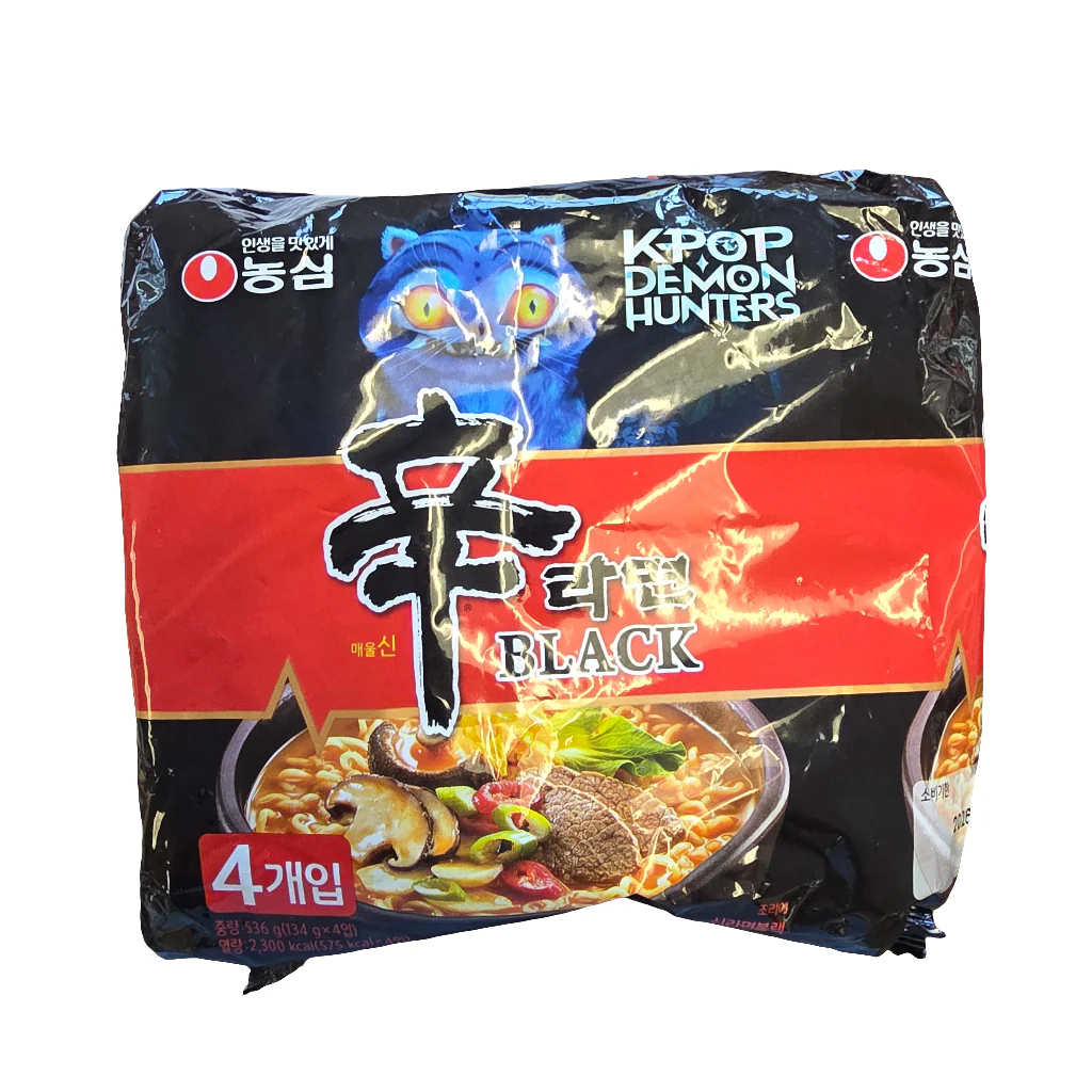 Nongshim KPop Demon Hunters Premium Shin Black Ramyun Noodle (4 x 134 g)