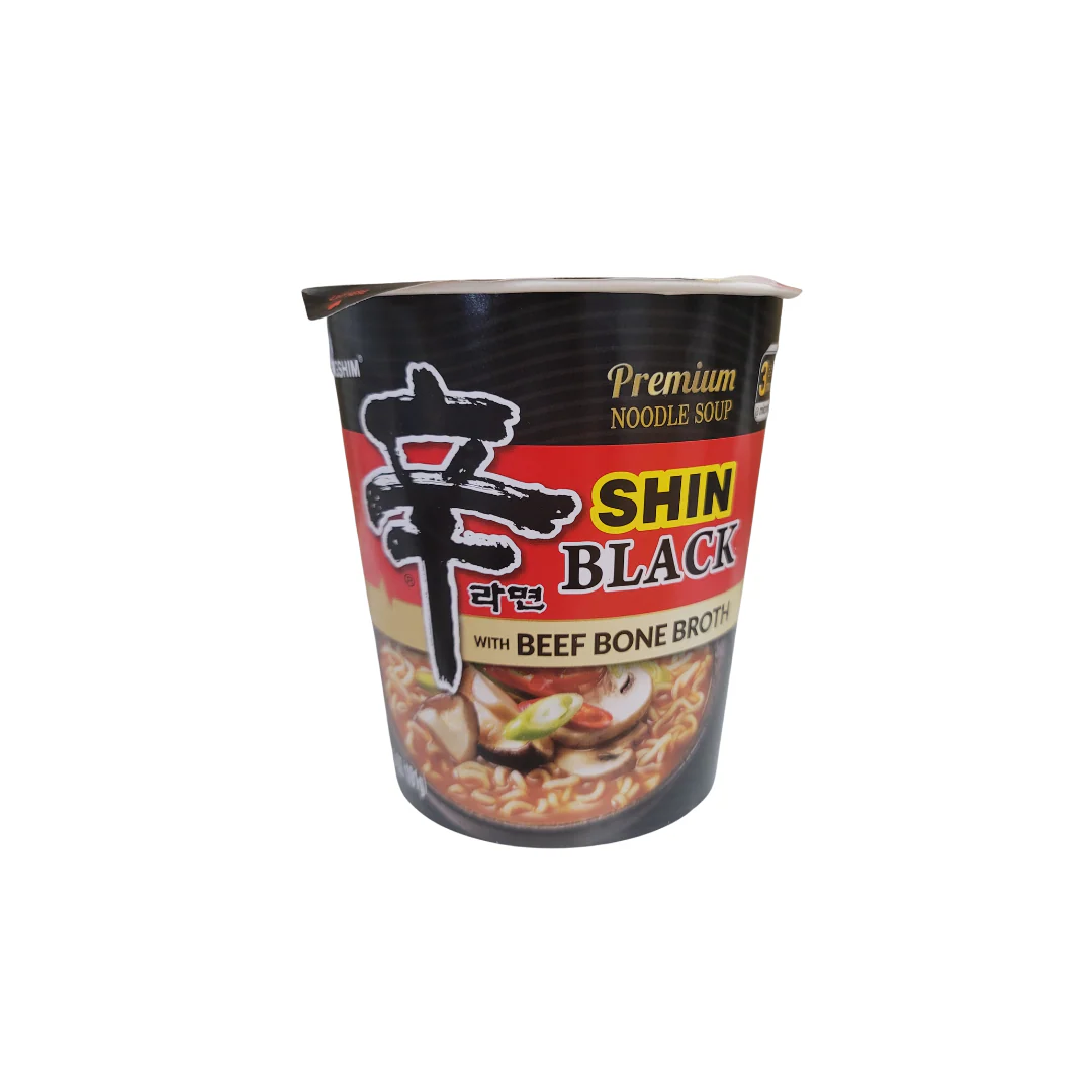 Nongshim Shin Ramyun Black Spicy Beef & Bone Broth Ramen Noodle Cup 3.5 Oz