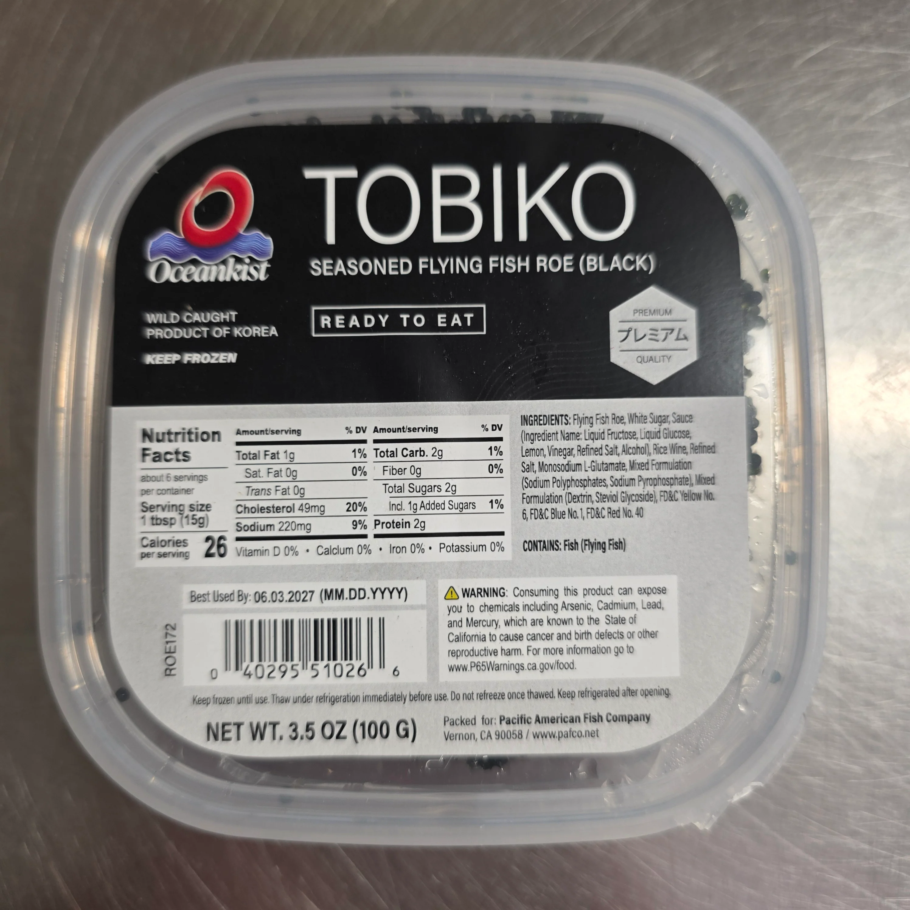 Oceankist Tobiko Seasoned Flying Fish Roe (Black) 100g