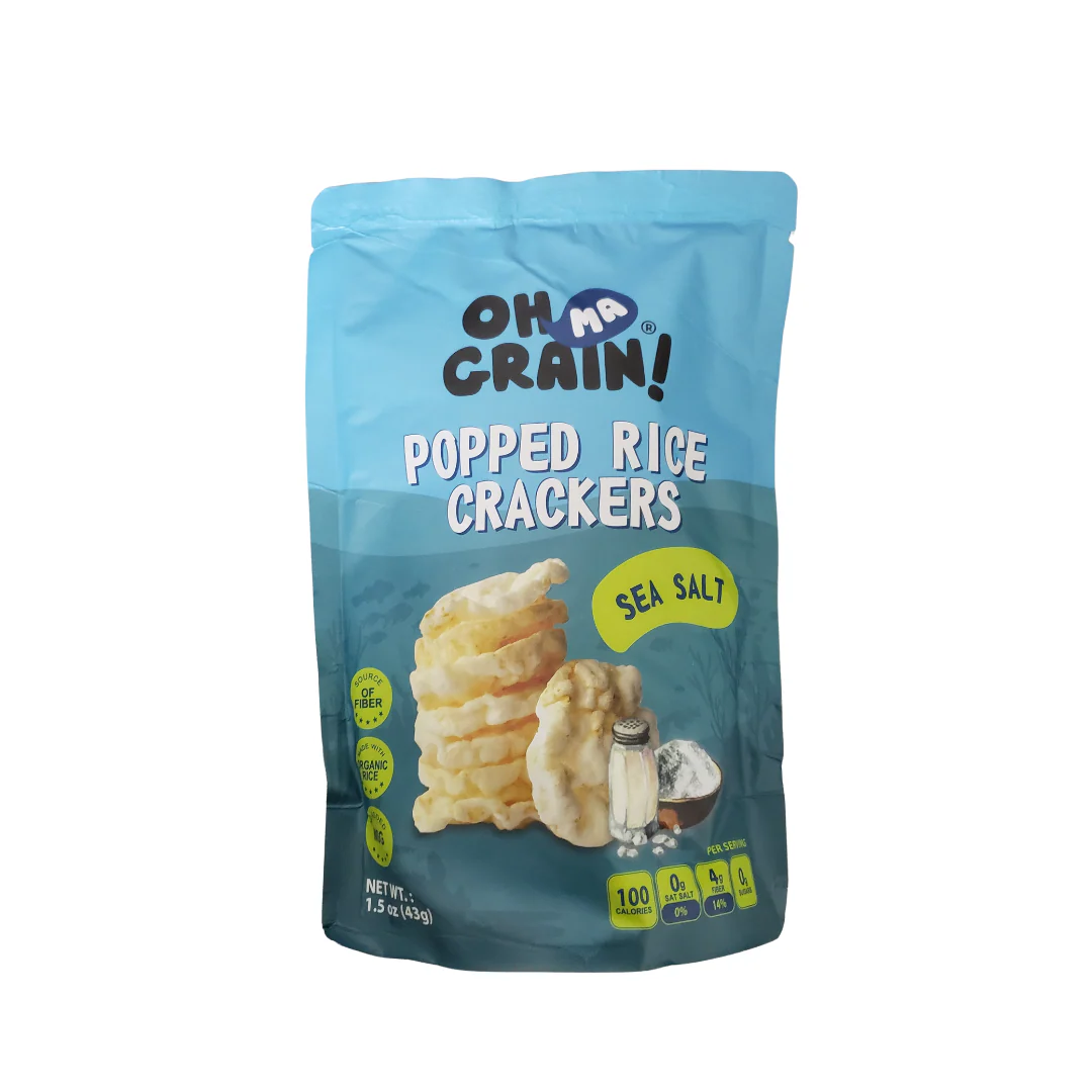 Oh Ma Grain Popped Rice Crackers Sea Salt 1.5 Oz
