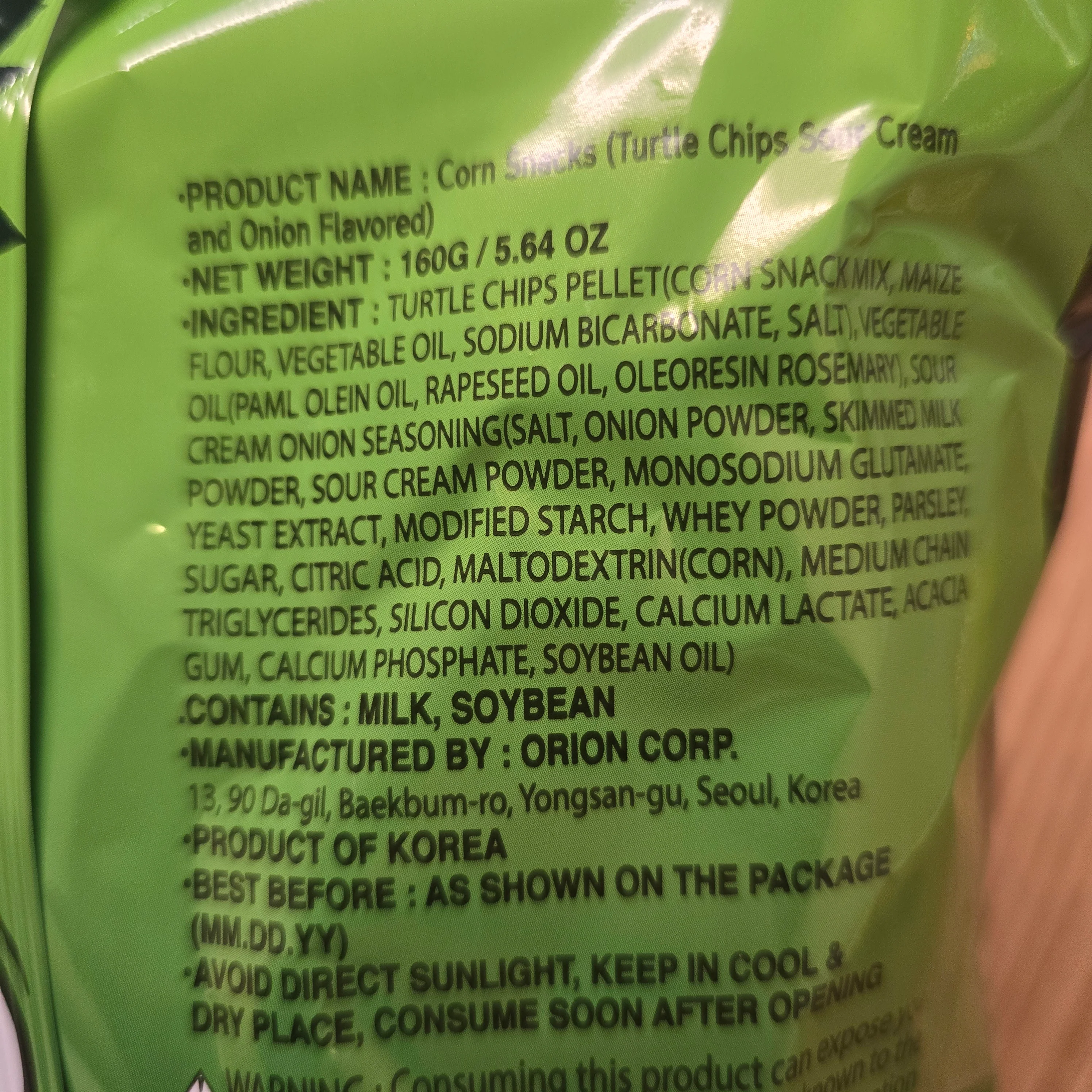 Orion Turtle Chip Sour Cream Onion 160 g - Image 2