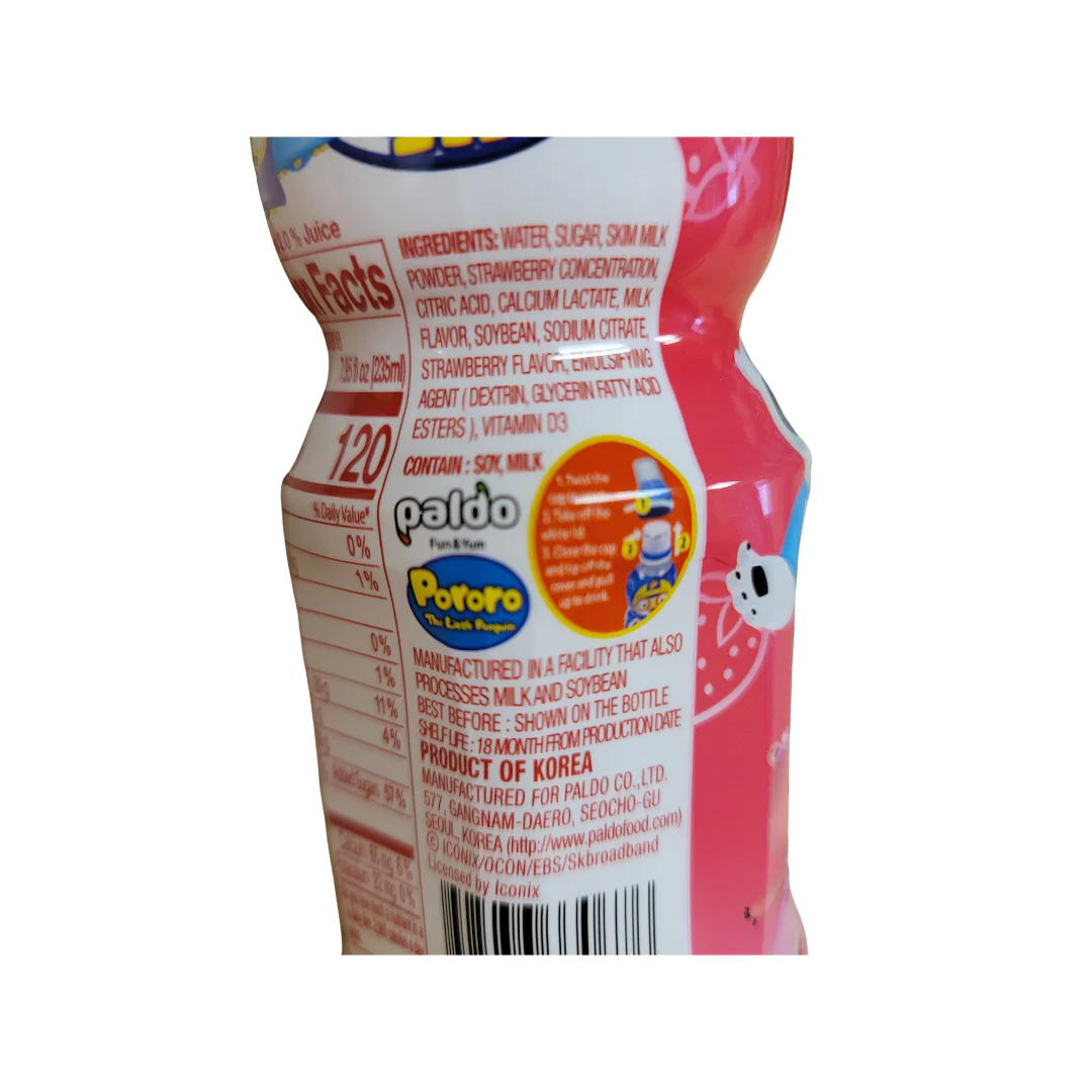 Paldo Pororo Strawberry Flavor Drink 7.95 (235 ml) - Image 2