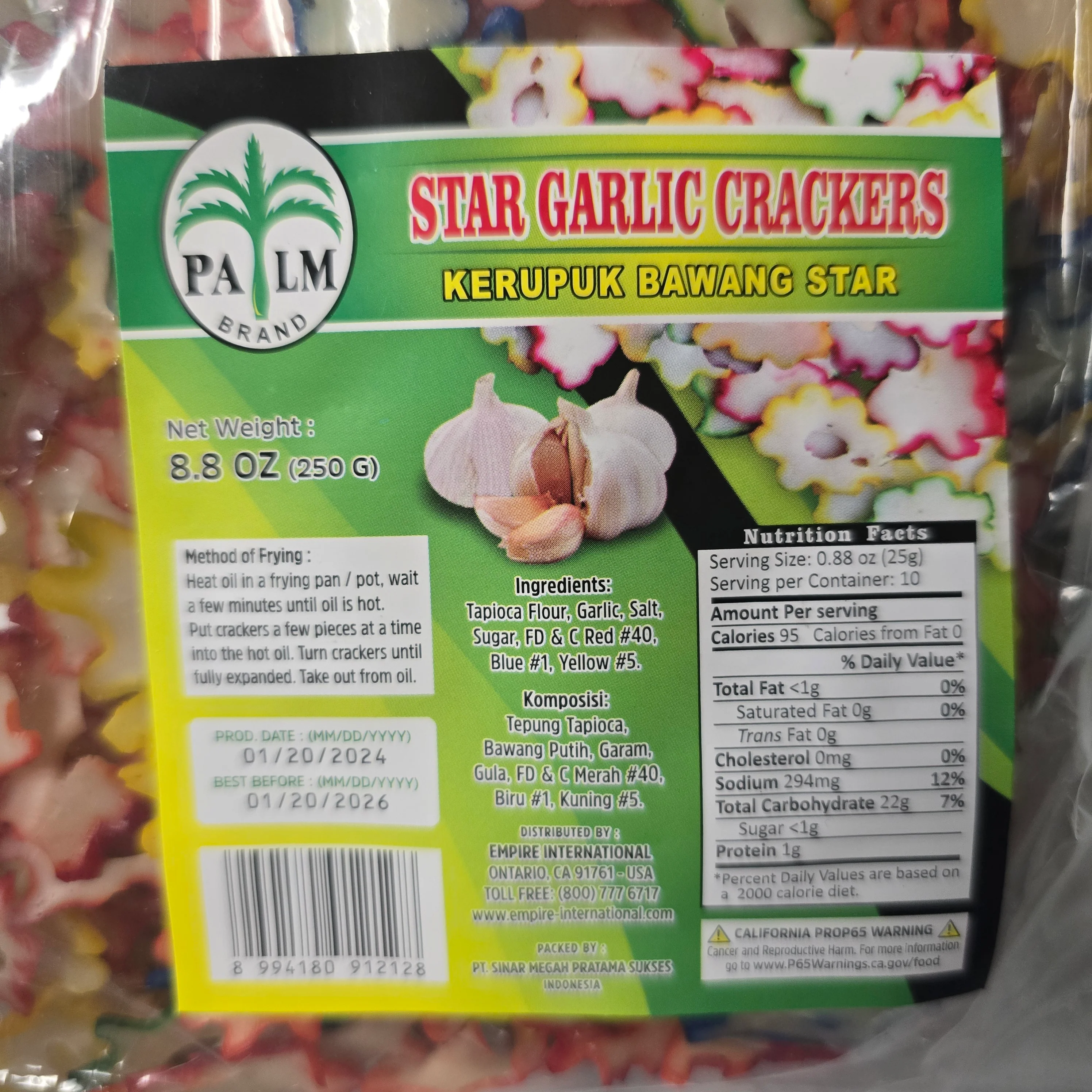Palm Star Garlic Crackers (Raw) 8.8 oz (250 g) - Image 2