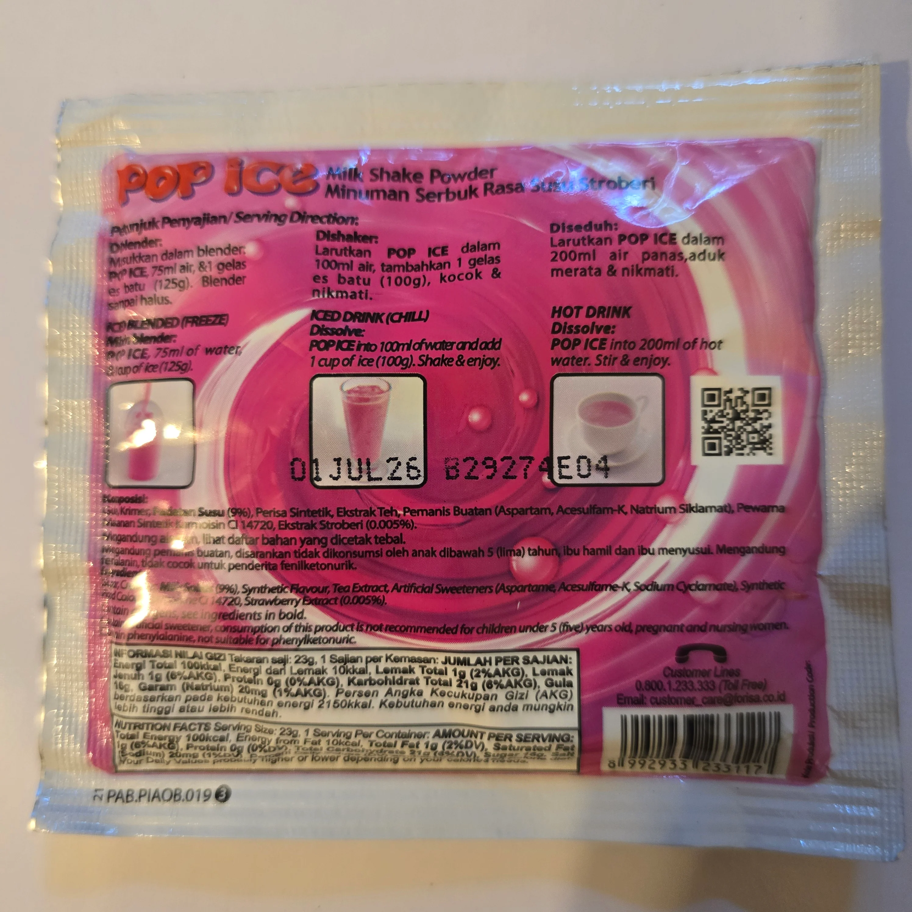 Pop Ice Es Blender Strawberry Flavor 23 g - Image 2