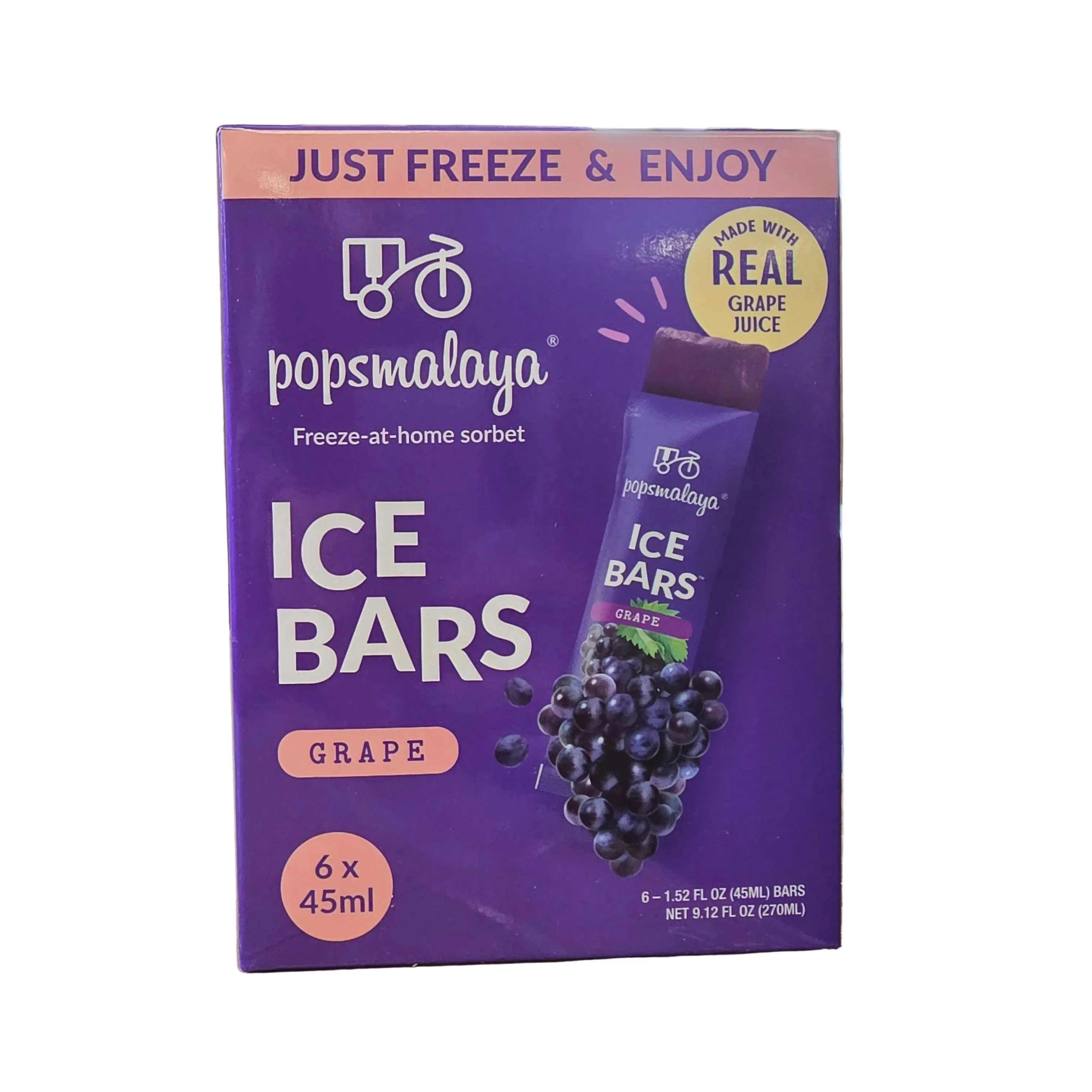 Popsmalaya Ice Bars Grape 6 x 45 ml