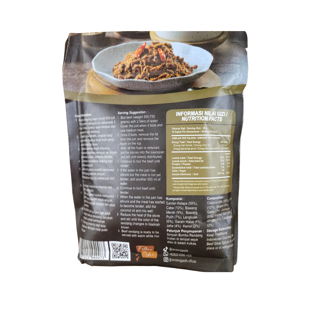 Rendang Gadih Bumbu Rendang Instan 250 g Pedas Medium - Image 2
