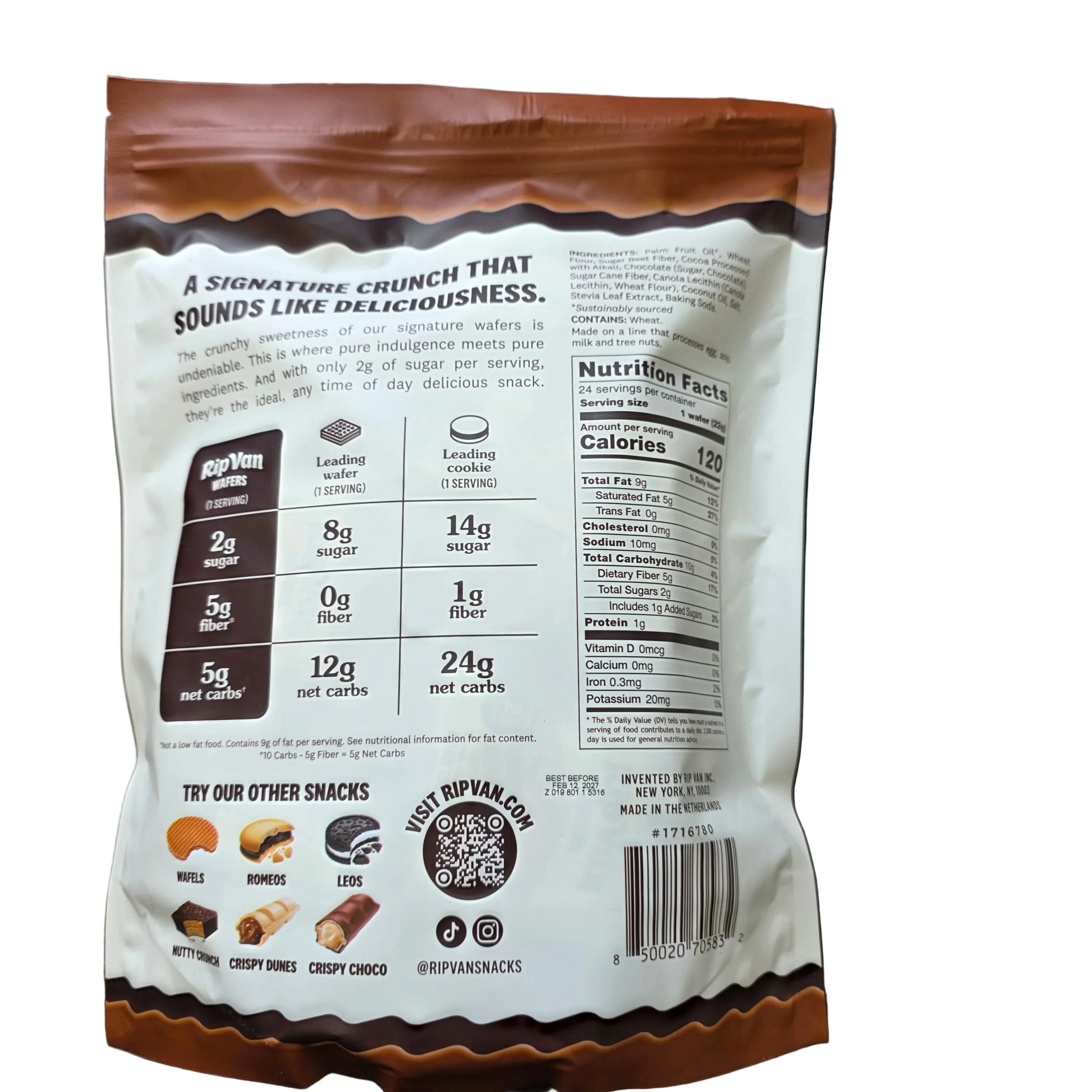Rip Van Wafers Dark Chocolate 24x22g - Image 2