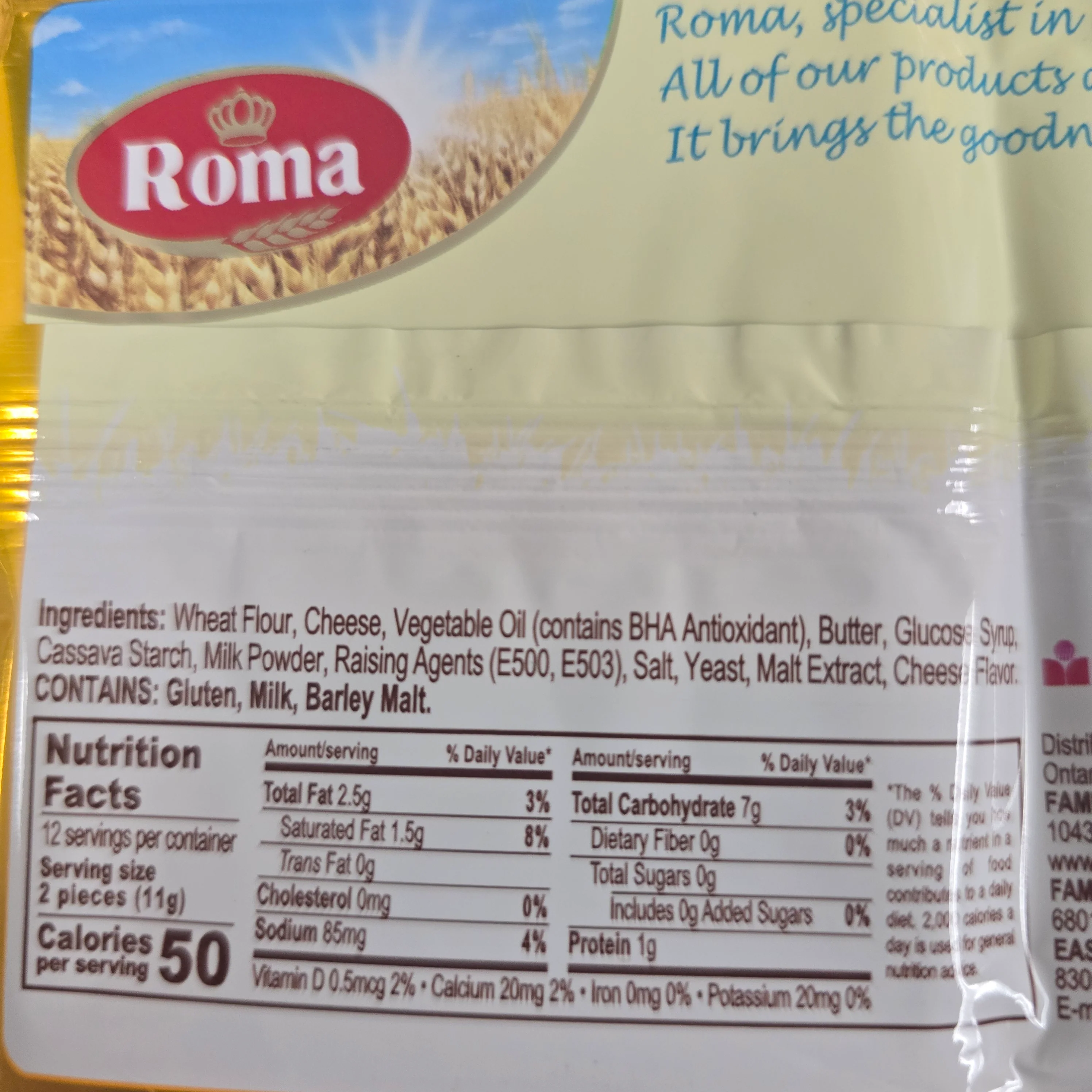 Roma Grilled Cheese Crackers 4.6 Oz - Image 2