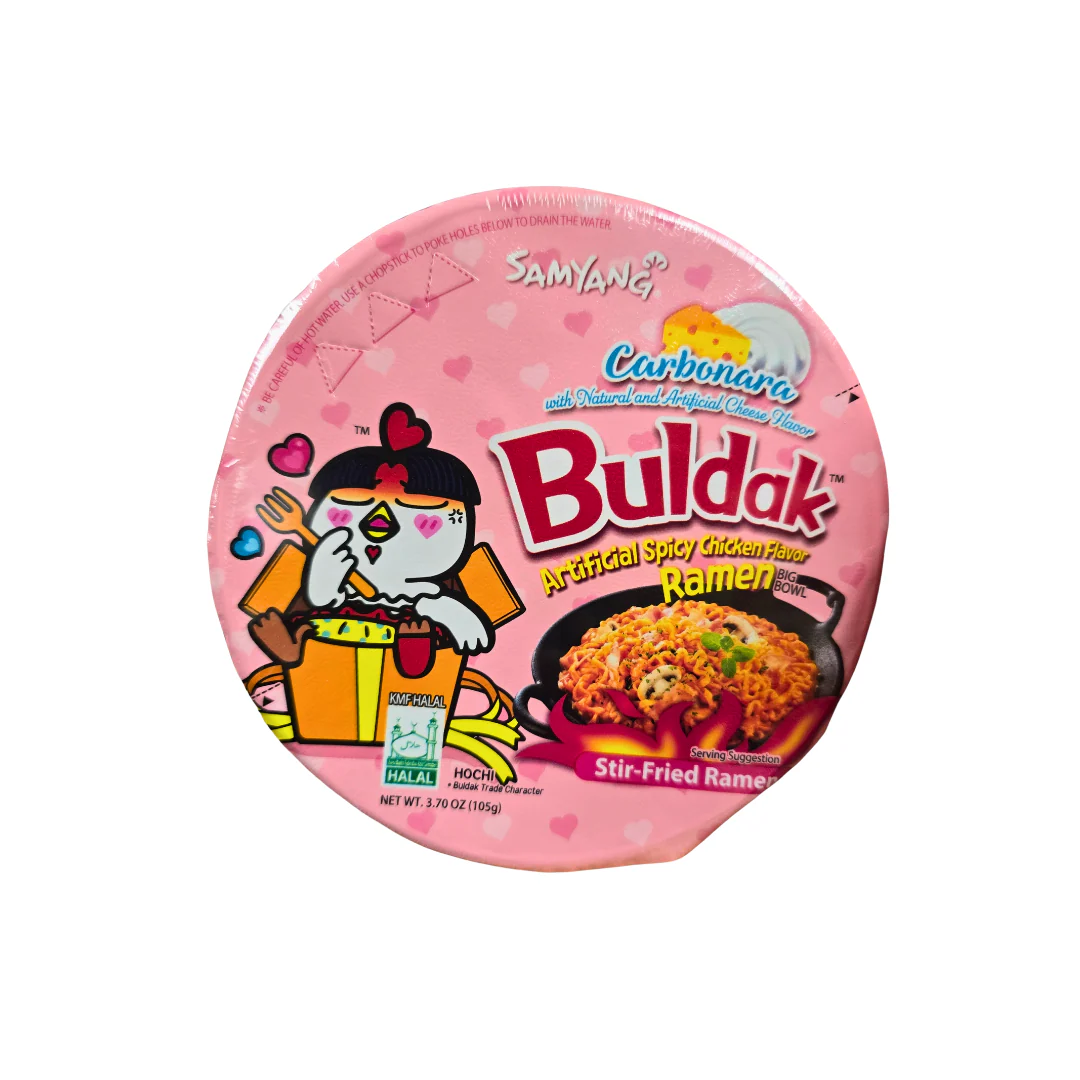 Samyang Buldak Chicken Carbonara Ramen  Bowl (Pink) 3.7 Oz - Image 2