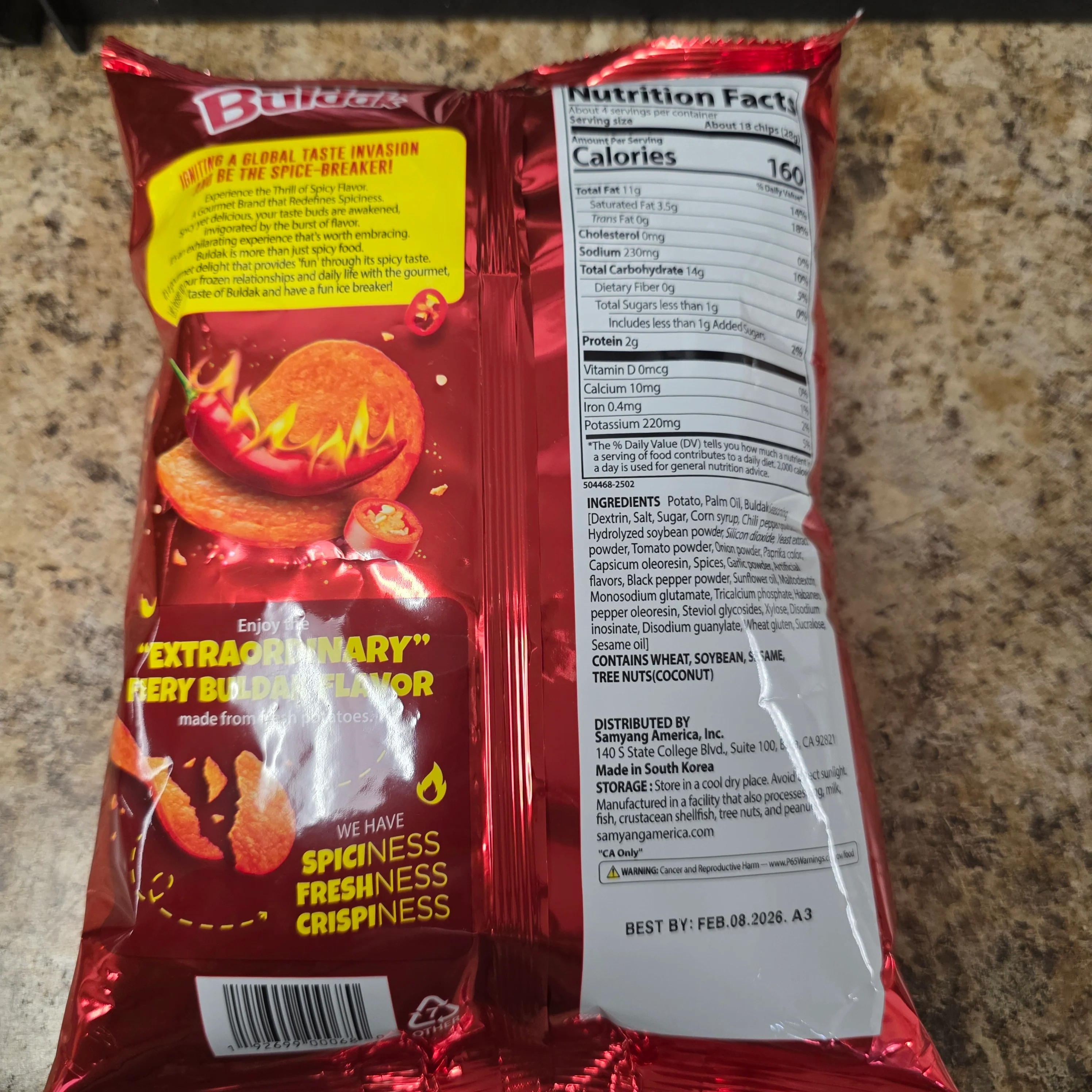 Samyang Buldak Potato Chips Original Flavored 120g - Image 2