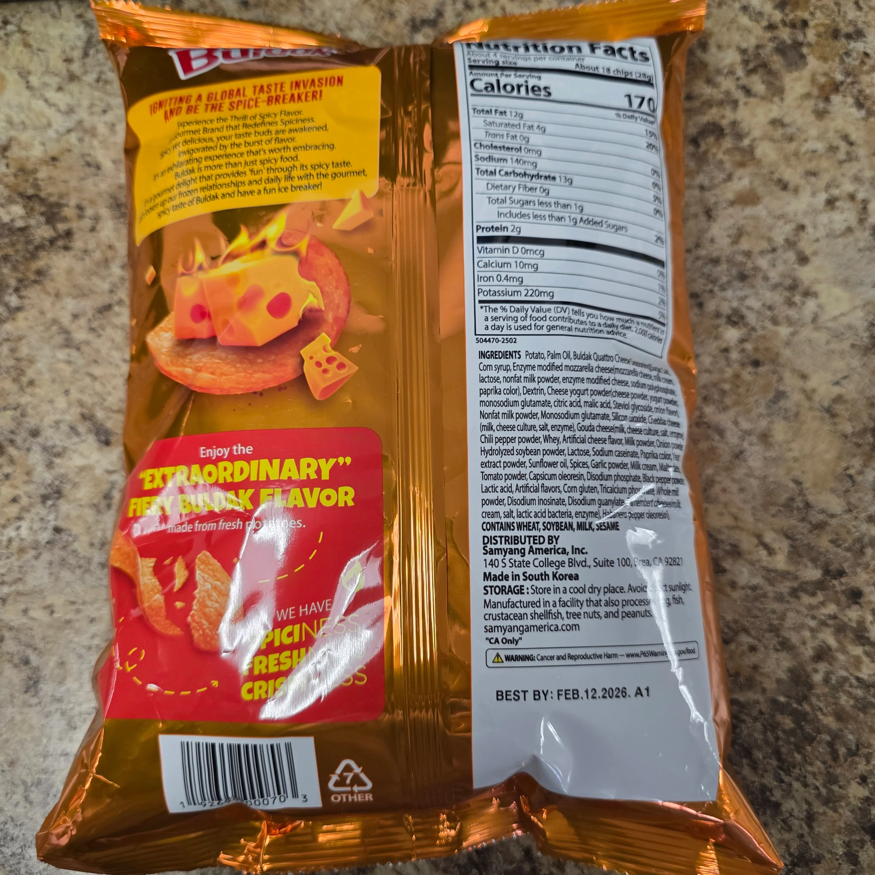 # Samyang Buldak Potato Chips Quattro Cheese 120g - Image 2