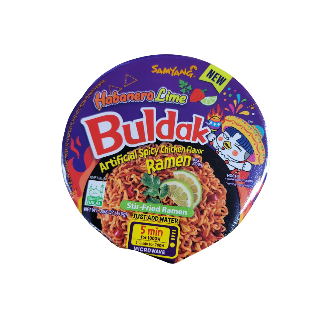 Samyang Buldak Stir-Fried Spicy Chicken Ramen Habanero Lime 3.88 oz Bowl - Image 2