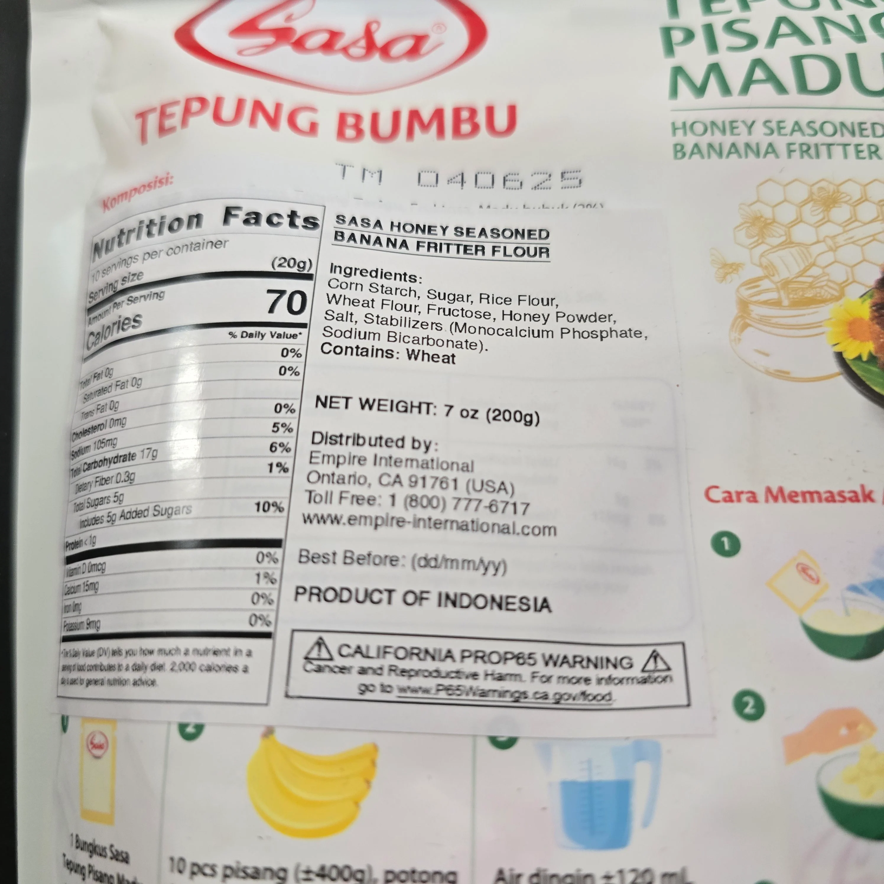 Sasa Tepung Pisang Madu (Honey Banana Fritter Flour Mix) 7 Oz - Image 2