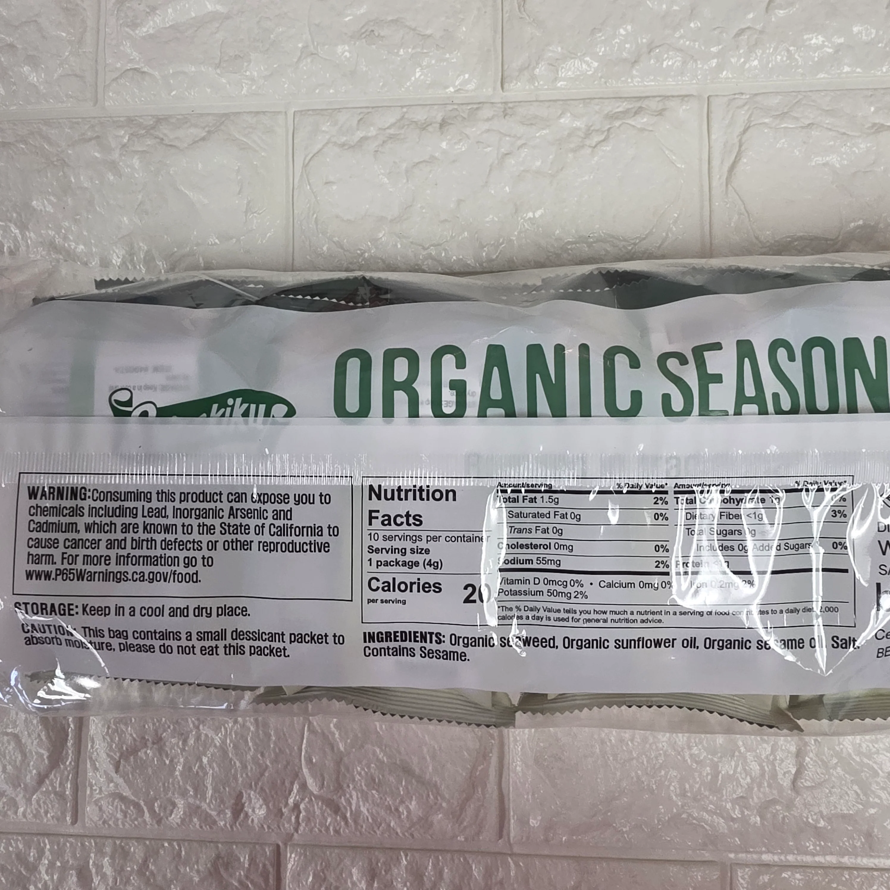 Shirakiku Organic Seasoned Seaweed 10x4g - Image 2