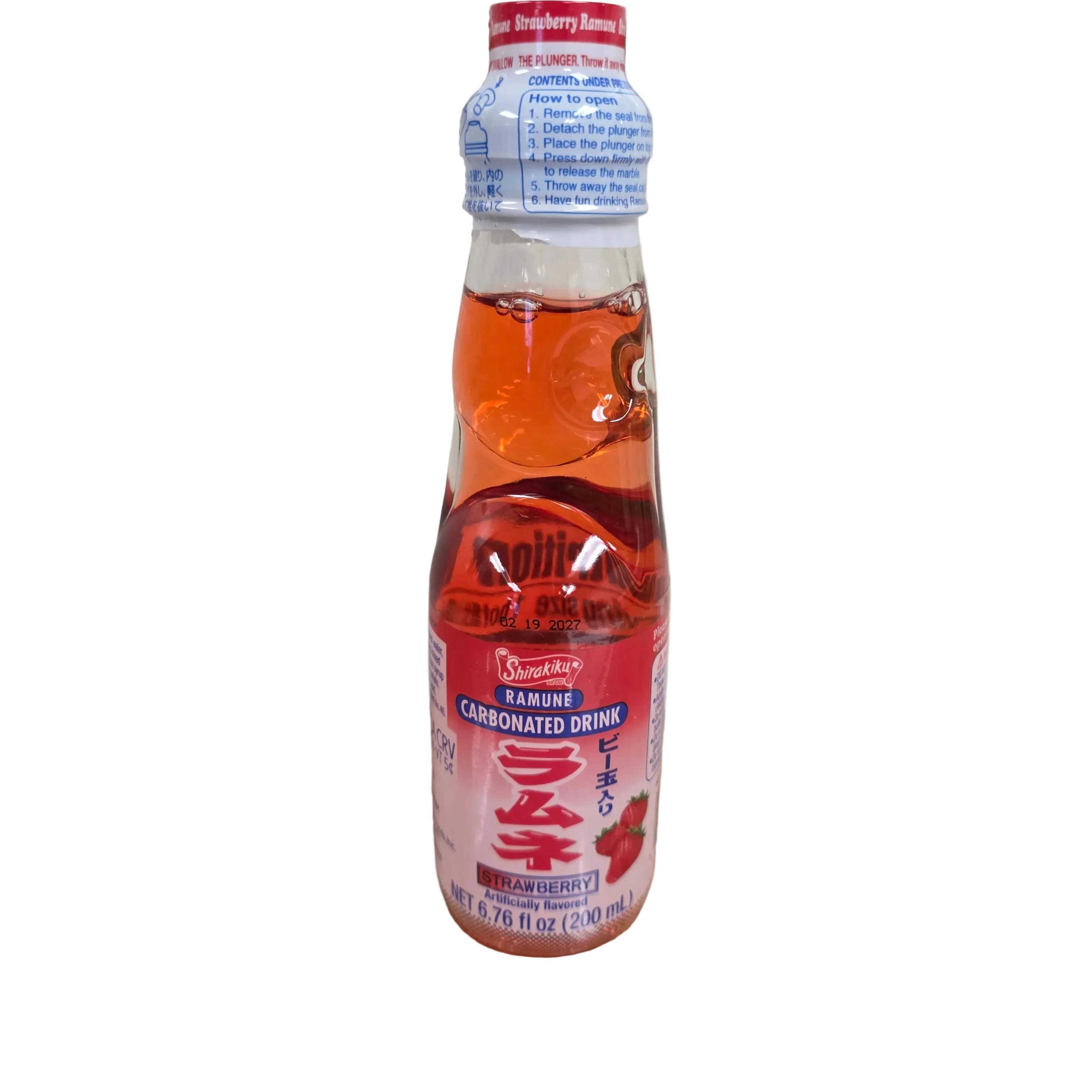 Shirakiku Ramune Carbonated Drink Strawberry Flavor 200ml