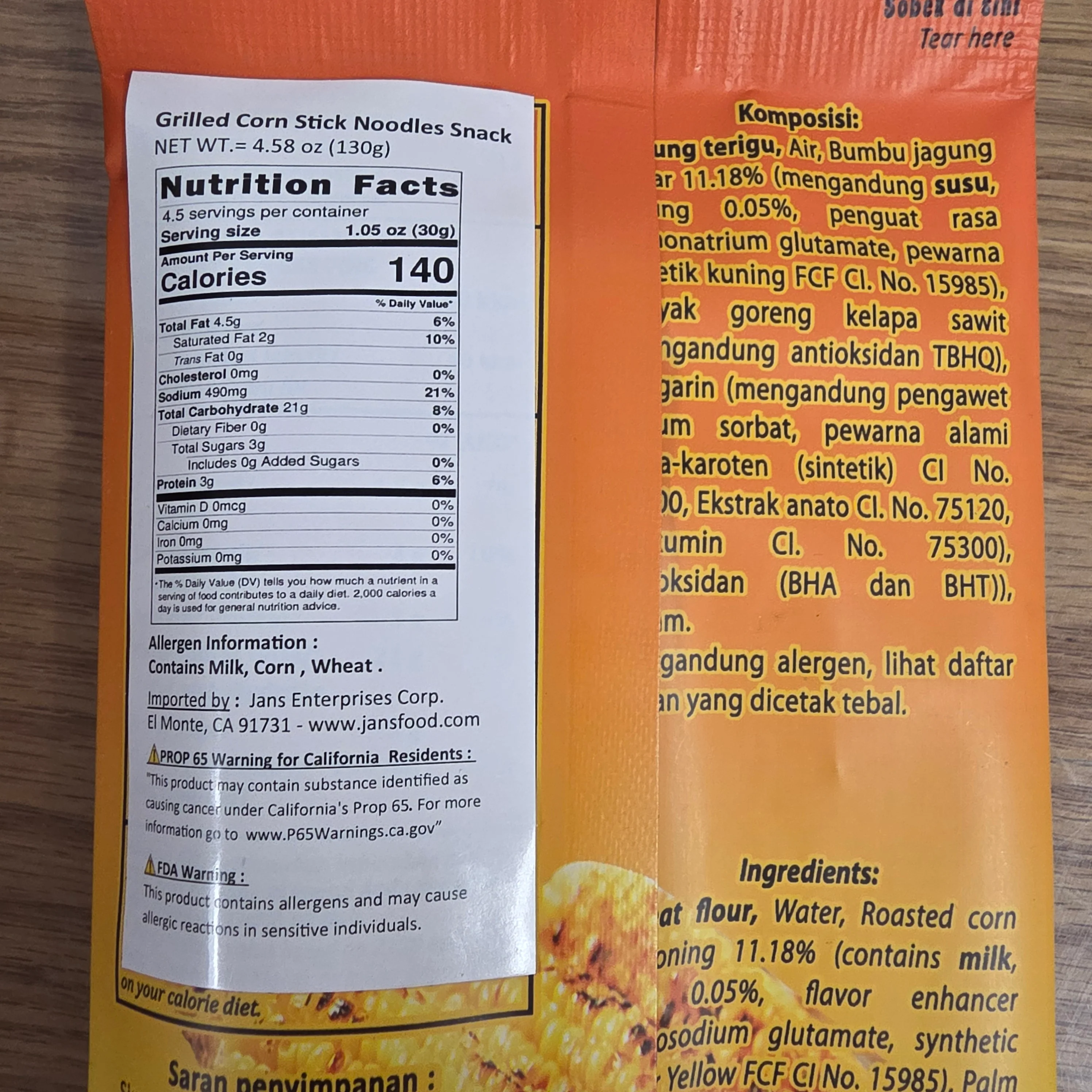 Si Umang Mie Lidi Jagung Bakar 130 g - Image 2