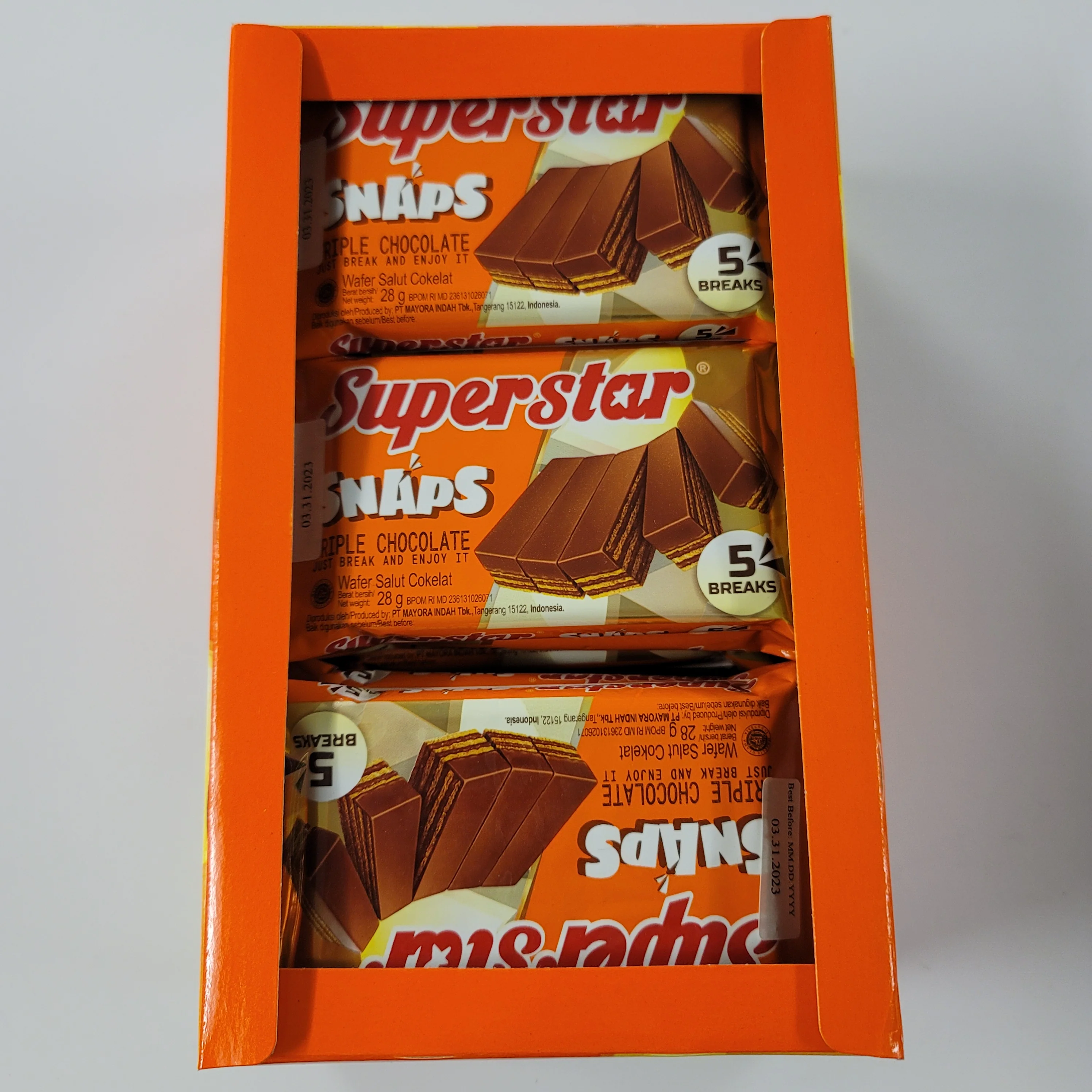Superstar Snaps Triple Wafer Chocolate (12 x 28 g)