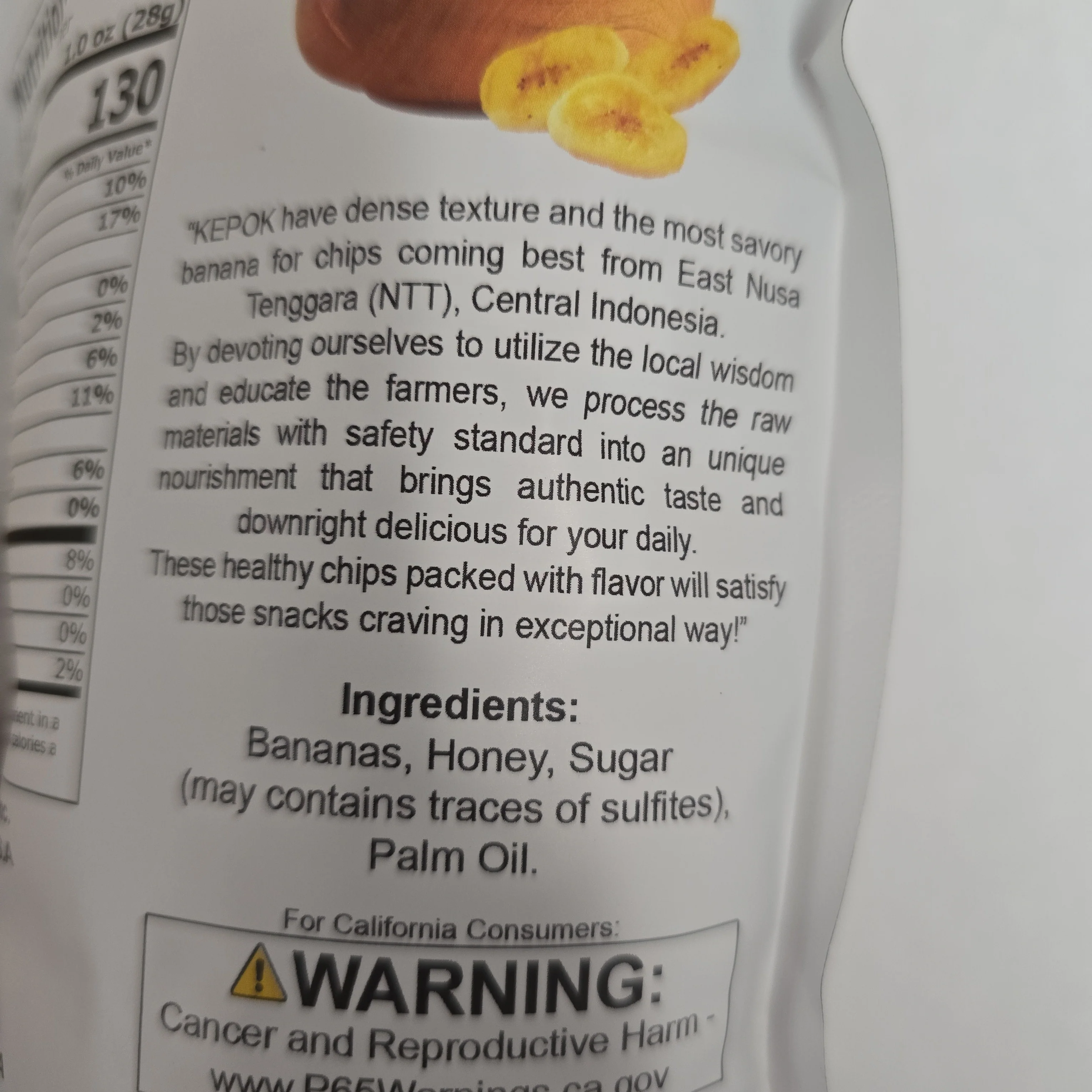 Takari Banana Chips Honey 2 Oz - Image 2