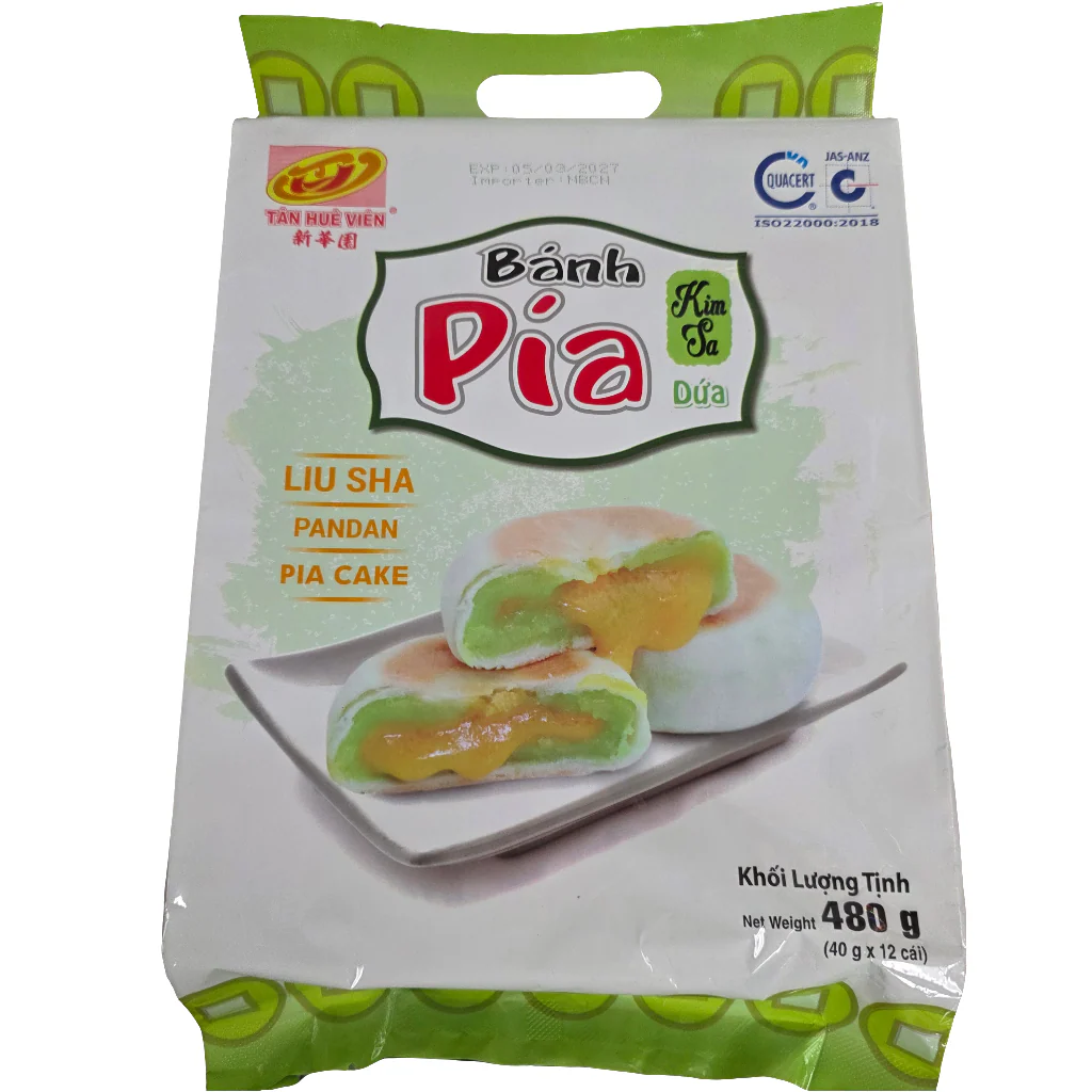 Tan Hue Vien Banh Pia Liu Sha Pandan Pia Cake 12x40g