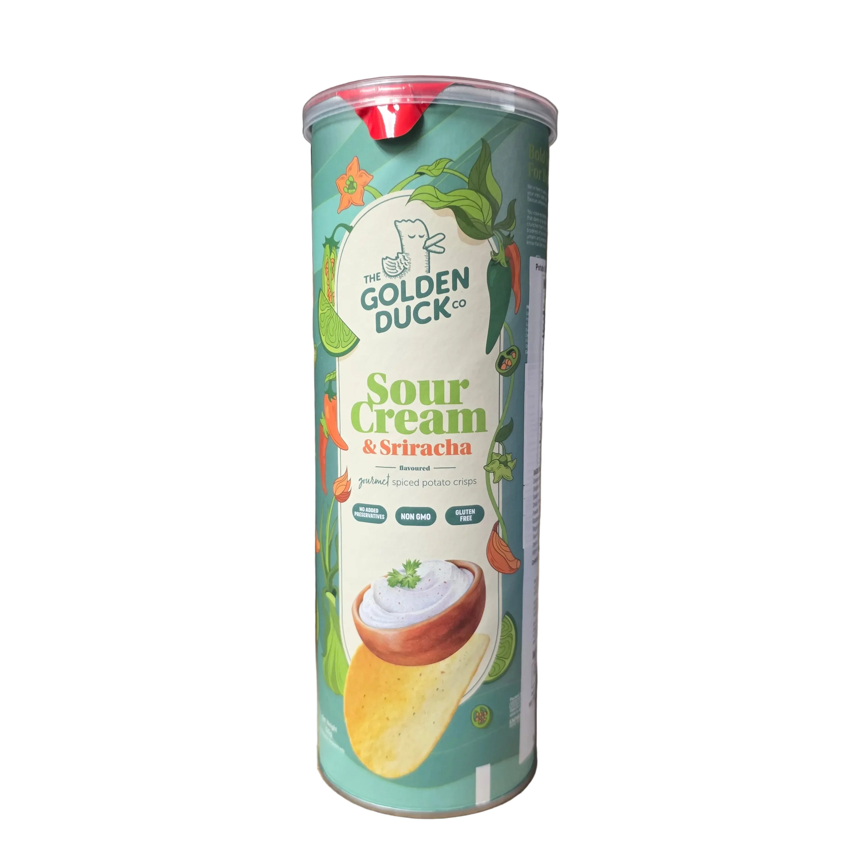 The Golden Duck Sour Cream & Sriracha Potato Crisps 125 g