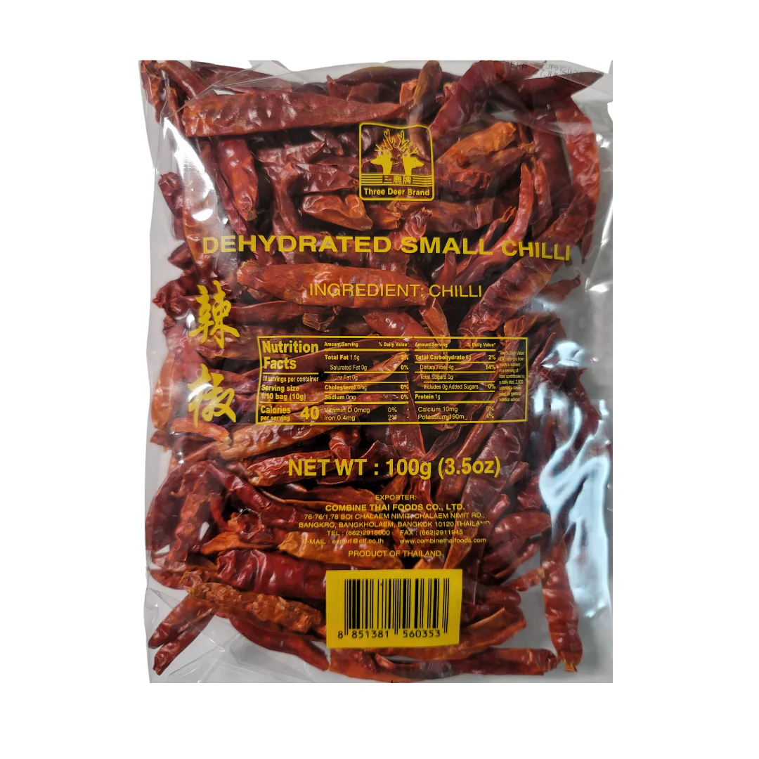 Three Deer Brand Dehydrated Small Chili 100 g (3.5 Oz)
