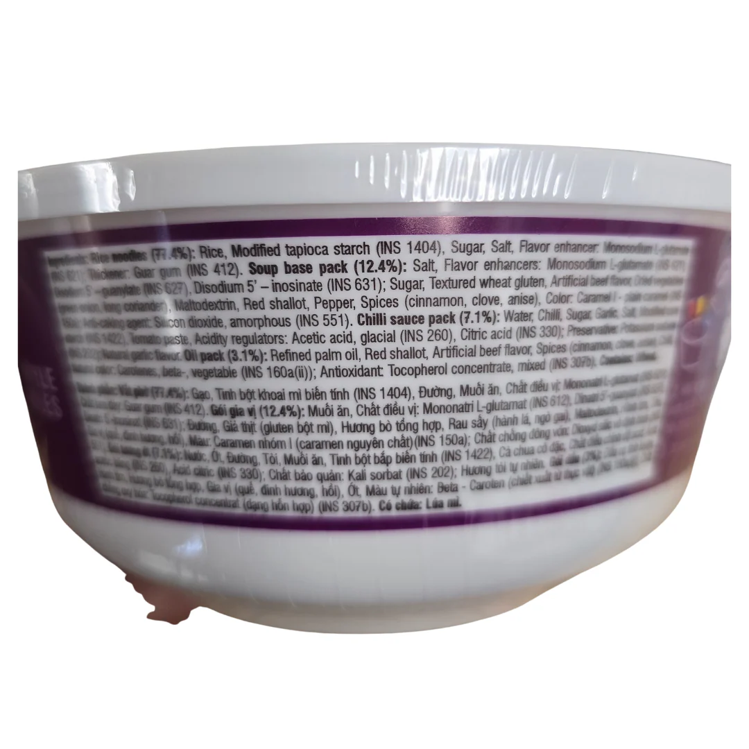 Vifon Instant Pho Bo Rice Noodle Beef Flavor Bowl 2.4oz - Image 4
