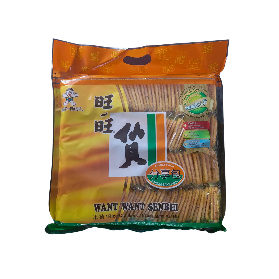 Want Want Senbei Rice Crackers Baked Family Pack Japonica Rice 18.34oz