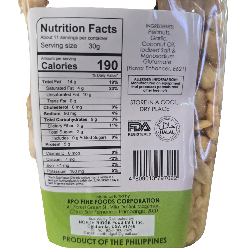 Wow Mani Peanuts with Garlic Chips 325 g - Image 2
