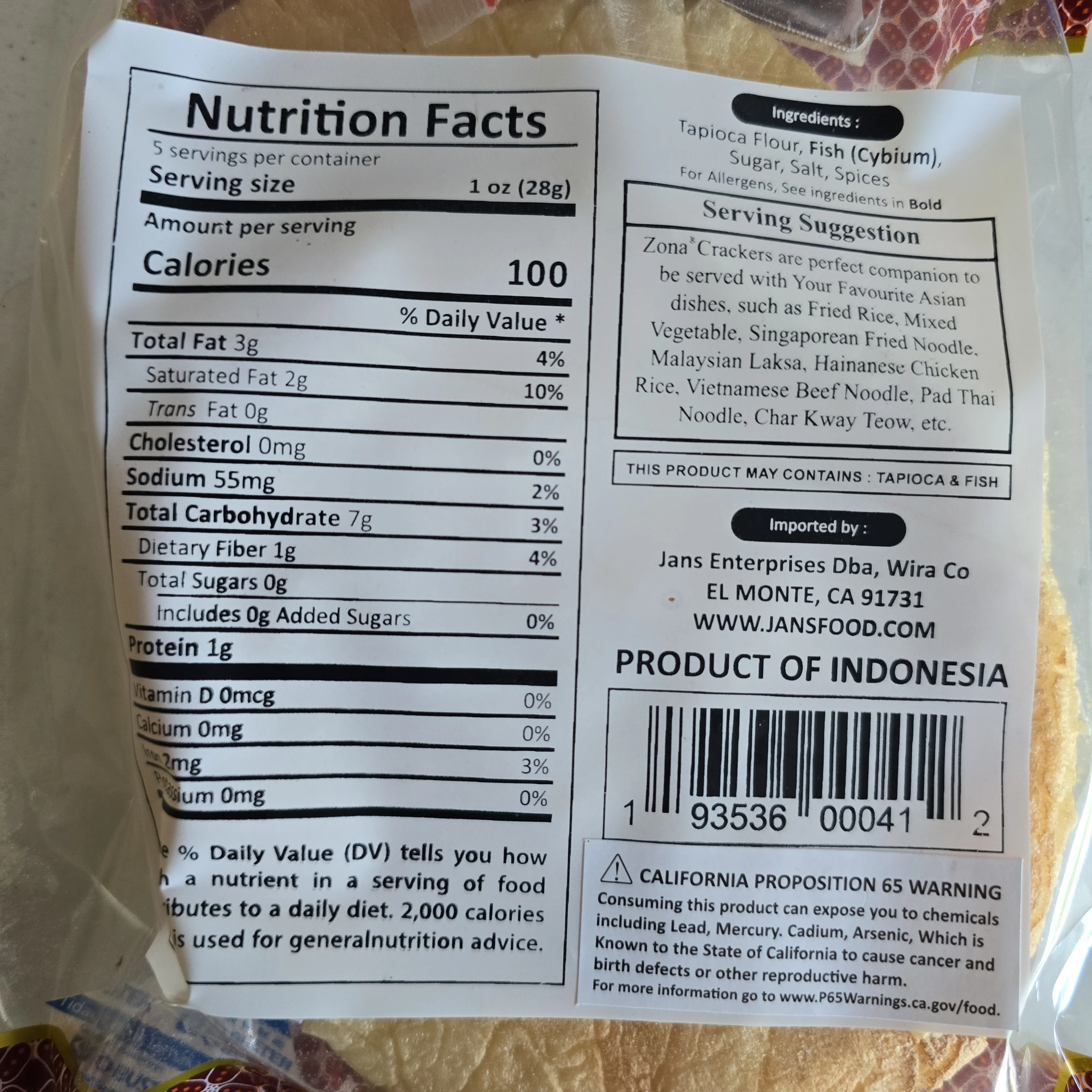Zona Kerupuk Ikan Tenggiri Panggang (Roasted Fish Crackers) 4.23 oz - Image 2